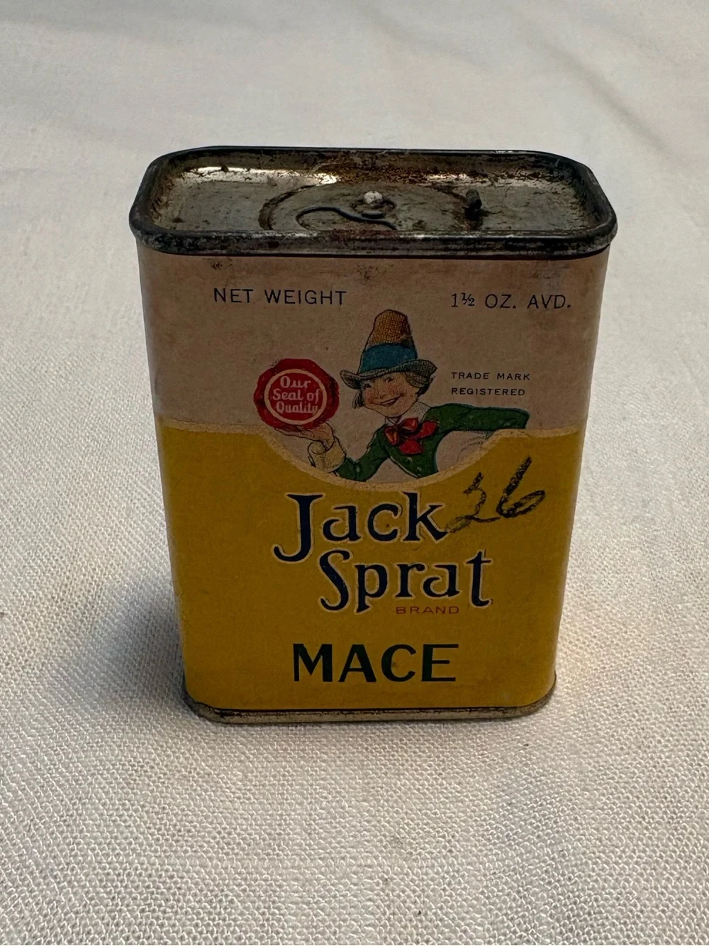 Vintage Jack Sprat Mace Spice Tin 1½ Oz Advertising Tin c. 1930s–40s